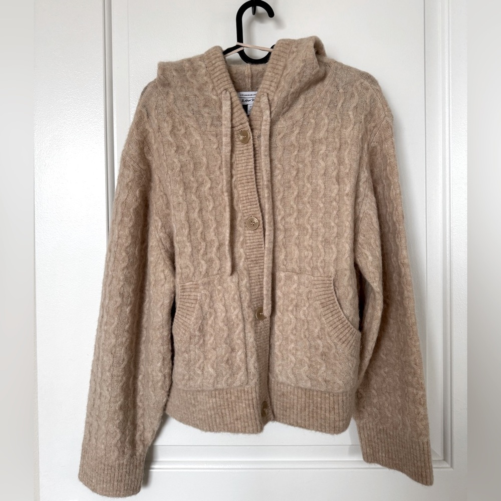 &otherstories Oversized Button Up Cable Knit Hoodie XS